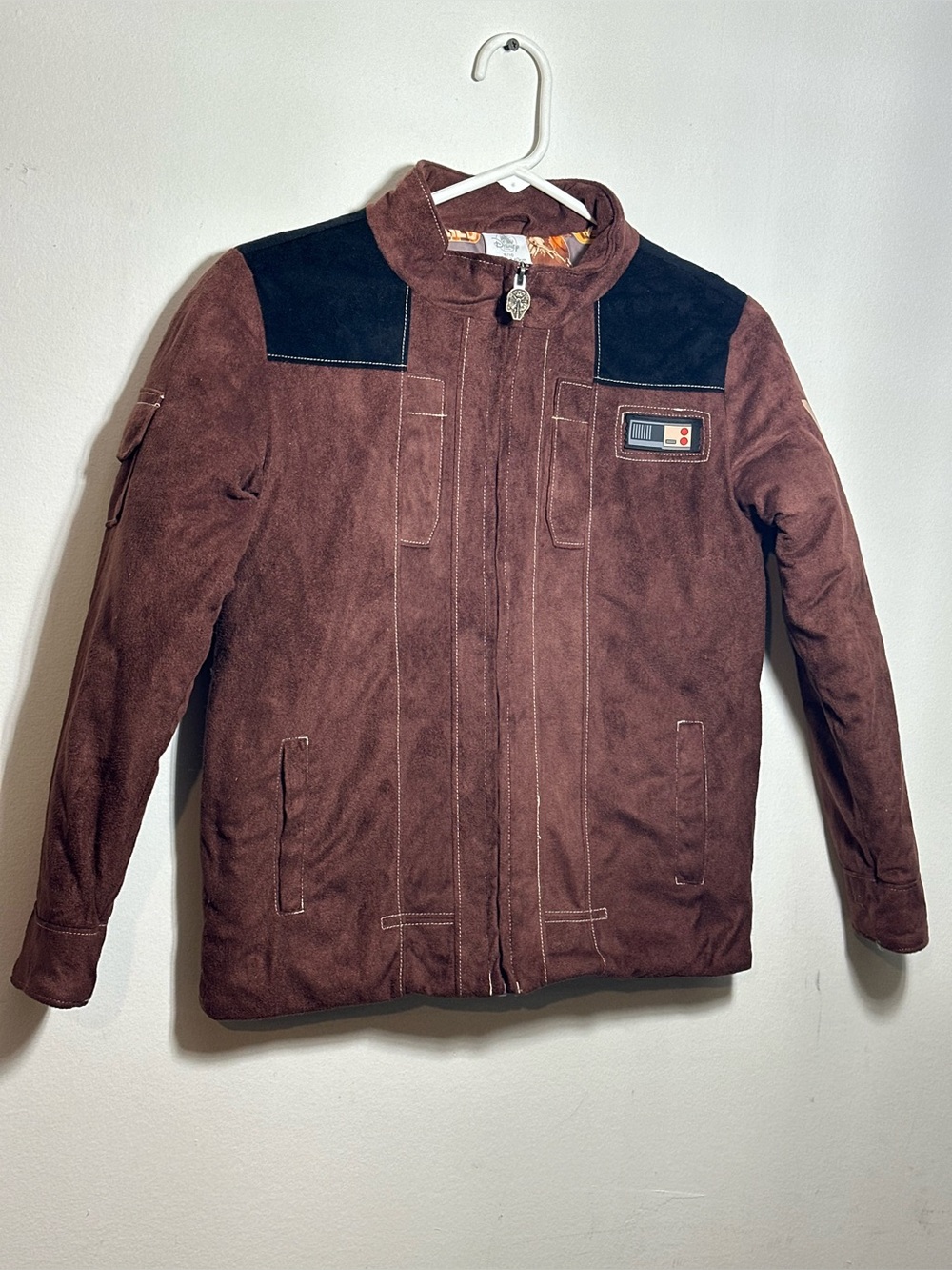 Disney Store Star Wars Jacket Kids Size 9/10 Brown Faux Suede Coat